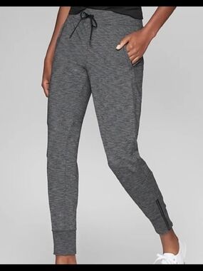 Athleta Heathered Gray Drawstring Leggings - S